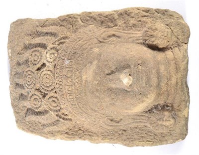 Lot 70 - Indian School: A Carved Stone Mask of a Lady, with headdress, 18cm
