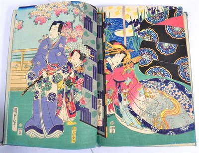 Lot 91 - After Utagawa Hiroshige and Others: An Album of Woodblock Prints, depicting beauties, warriors...