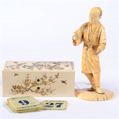 Lot 107 - A Japanese Ivory and Shibayama Style Box and Hinged Cover, early 20th century, decorated with birds