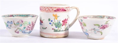 Lot 113 - A Bow Porcelain Coffee Can, circa 1755, painted in famille rose enamels with flowers below a...