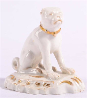 Lot 137 - A Rockingham Porcelain Figure of a Pug, circa 1830, naturalistically modelled seated with a...