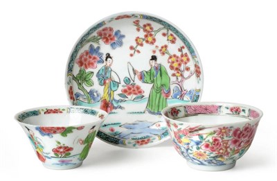 Lot 39 - A Chinese Porcelain Tea Bowl and Saucer, Yongzheng/Qianlong, painted in famille verte enamels...