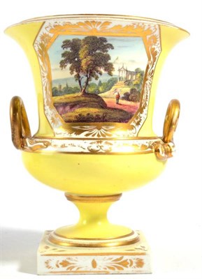 Lot 141 - A Derby Porcelain Campana Vase, circa 1820, painted with named views In Italy and In Cumberland...