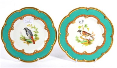 Lot 142 - A Pair of English Porcelain Dessert Plates, circa 1870, painted with studies of birds in...
