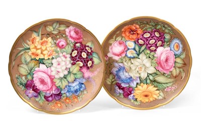 Lot 159 - A Pair of Derby Crown Porcelain Company Plates, painted by James Rouse Snr, 1884, with sprays...