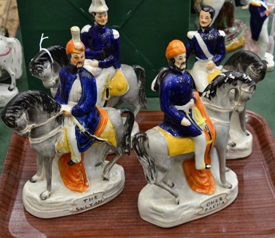 Lot 168 - A Set of Four Staffordshire Pottery Equestrian Figures, mid 19th century, as LORD RAGLAN,...