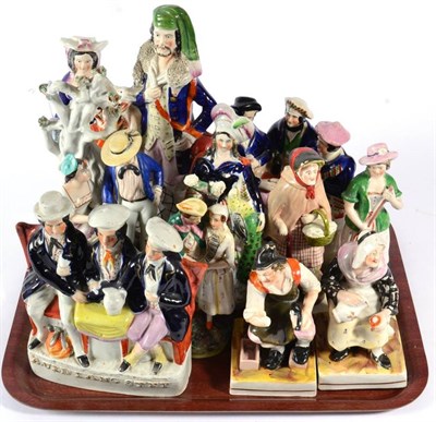 Lot 173 - A Staffordshire Pottery Figure of the Sailor's Farewell, mid 19th century, he with his luggage, she