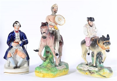 Lot 181 - A Pair of Staffordshire Pottery Figures of Don Quixote and Sancho Panza, mid 19th century, each...