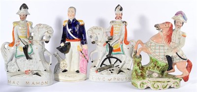 Lot 182 - A Staffordshire Pottery Figure of General Pelissier, mid 19th century, on horseback, on a...