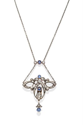 Lot 202 - An Early 20th Century Sapphire and Diamond Necklace, the entwined design set throughout with...