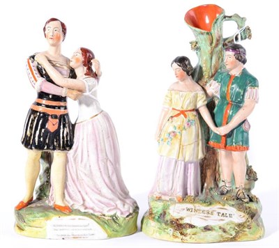 Lot 192 - A Staffordshire Pottery Figure Group of The Cushman Sisters, mid 19th century, playing Romeo...