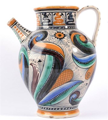 Lot 226 - A Deruta Maiolica Wet Drug Jar, 20th century, of ovoid form with strap handle, painted in...