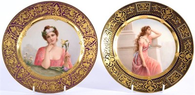 Lot 232 - A Vienna Type Porcelain Cabinet Plate, circa 1900, painted with a bust portrait of Iris within...