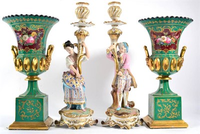 Lot 238 - A Pair of French Porcelain Twin-Handled Urn Shaped Vases, circa 1860, in the manner of Jacob Petit
