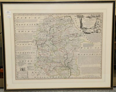 Lot 274 - Bowen (Eman.), An Improved Map of Wilt Shire, Divided into its Hundreds, 1755, hand-coloured...
