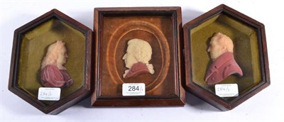 Lot 284 - English School, late 18th century: A Coloured Wax Relief Bust Portrait of a Gentleman, his hair...