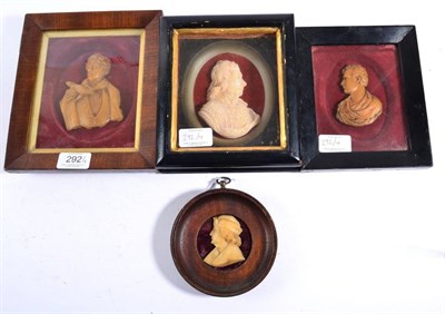 Lot 292 - English School, early 19th century: A Wax Relief Bust Portrait of a Renaissance Figure,...