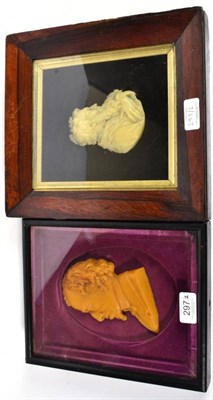 Lot 297 - English School, 19th century: A Wax Relief Bust Portrait of Benjamin Disraeli, 15cm high, in a...