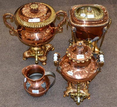 Lot 319 - A Copper and Brass Samovar, circa 1830, of twin handled campana form with fluted borders, 44cm...