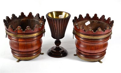 Lot 329 - A Pair of Regency Style Coopered and Brass Bound Planters, late 19th century, of staved...