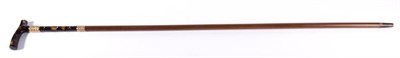 Lot 342 - A Yellow Metal Mounted Walking Cane, late 19th century, the tortoiseshell handle with two...