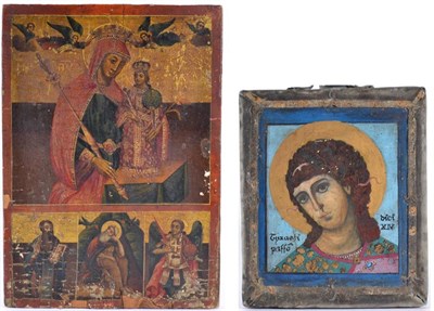 Lot 352 - Russian School (19th century): An Icon, depicting The Virgin and Child, over three subsidiary...