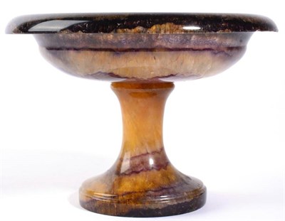 Lot 356 - A Blue John Tazza, 19th century, of dished circular form with everted rim on a waisted stem and...