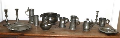 Lot 378 - A Collection of 18th and 19th Century Pewter Wares, comprising ten various tankards, including...