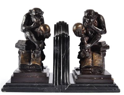 Lot 409 - After Christophe Fratin (French, 1801-1864): A Pair of Bronze Figures of Darwin's Monkeys, each...