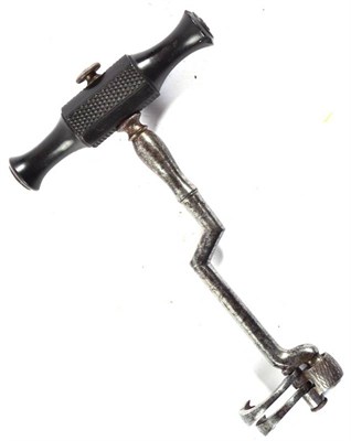 Lot 414 - A Steel and Ebony Dentist's Tooth Key, early 19th century, with double claw, 16cm long