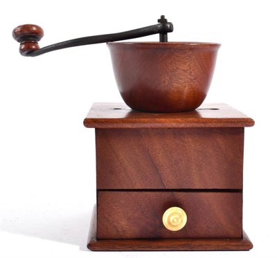 Lot 416 - A Treen Coffee Grinder, early 19th century, the steel arm with turned wooden handle, the base...