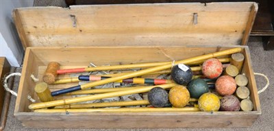 Lot 429 - An Early 20th Century Jaques Croquet Set, in original pine case bearing paper label, comprising...