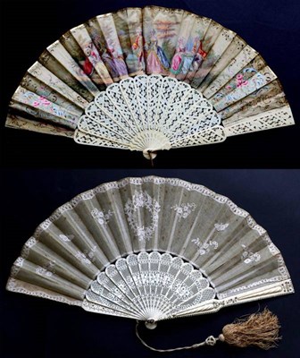 Lot 441 - A Circa 1880 Ivory Fan, the gorge well and regularly pierced, the guards featuring unusual rope...