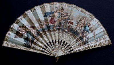 Lot 444 - A 19th Century Ivory Fan, mounted … l'Anglaise with a classical design of winged cherubs and...