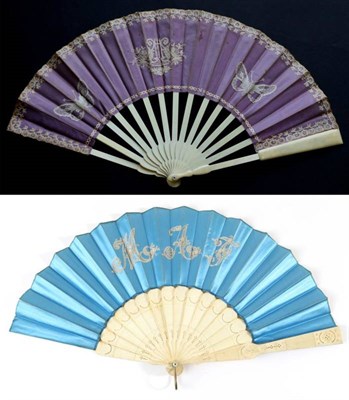 Lot 445 - A 19th Century Telescopic Ivory Fan, the guards plain, the gorge sticks plain but shaped,...