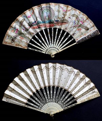 Lot 463 - A Mid-18th Century Ivory Fan, with deeply carved upper guards and lightly carved gorge, all...