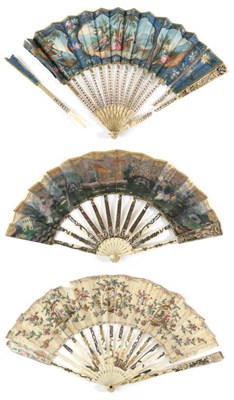 Lot 474 - A Mid-18th Century Ivory Fan, the upper guards carved with a large figure and backed with...