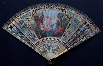 Lot 497 - The Triumph of Galatea: An Early 18th Century Ivory Bris‚ Fan, painted with Galatea riding a...