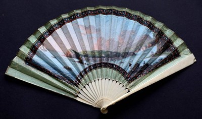 Lot 516 - The View of Naples From Posillipo: An Early 19th Century Grand Tour Fan, the double-sided paper...