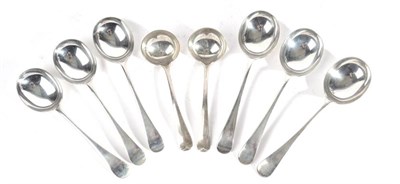 Lot 529 - A Set of Six Silver Old English Pattern Soup Spoons, Atkin Bros, Sheffield 1914; and A Pair of...