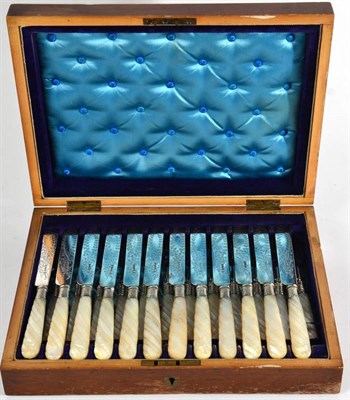 Lot 547 - Twelve Pairs of Victorian Silver Fruit Knives and Forks, Martin & Hall, Sheffield 1882, with...