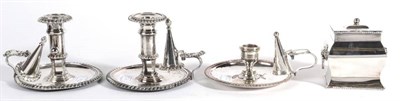 Lot 554 - A George III Old Sheffield Plate Chamberstick, twin sun mark for Matthew Boulton, early 19th...