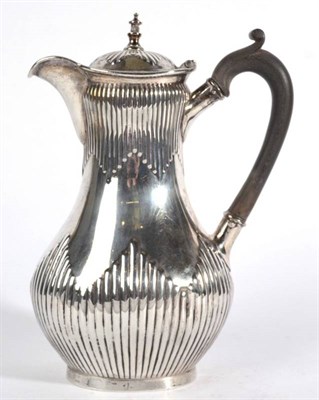 Lot 557 - A Victorian Silver Hot Water Jug, Elkington & Co, Birmingham 1886, baluster with fluted...