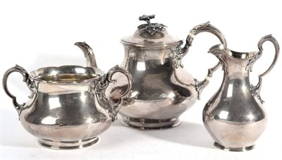 Lot 565 - A Victorian Silver Three Piece Tea Service, Messrs Barnard, London 1846, plain baluster form,...