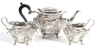 Lot 576 - An Edwardian Silver Three Piece Bachelor's Tea Service, William Mammatt & Son, Sheffield 1902,...