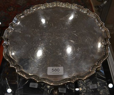 Lot 580 - A Shaped Circular Silver Salver, Z Barraclough & Sons, Sheffield 1923, inscribed Dick Peacock...