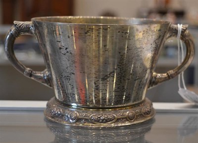 Lot 587 - A Silver Twin Handled Trophy Cup, Edward Barnard & Sons, London 1927, tapering with decorative...