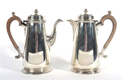 Lot 593 - A Matched Pair of Silver Cafe au Lait Pots of 18th Century style, George Howson, Sheffield 1929/34