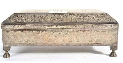 Lot 594 - An Egyptian Presentation White Metal Casket Form Table Cigarette Box, Late 20th Century,...