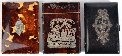 Lot 601 - A Victorian Tortoiseshell Aide Memoire, 19th century, the cover applied with a silver oval...